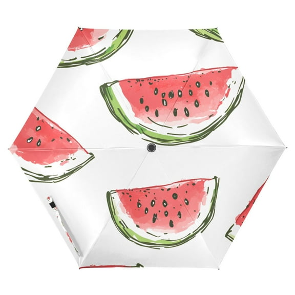 FORMRS Travel Umbrella Folding Auto Open Close Windproof Rain UV Protection, Watermelon Pattern