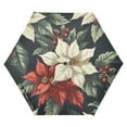 thumbnail image 1 of FORMRS Travel Umbrella Folding Auto Open Close Windproof Rain UV Protection, White Christmas Leaves, 1 of 8