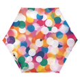 thumbnail image 1 of FORMRS Travel Umbrella Folding Auto Open Close Windproof Rain UV Protection, White Colorful Circles, 1 of 8