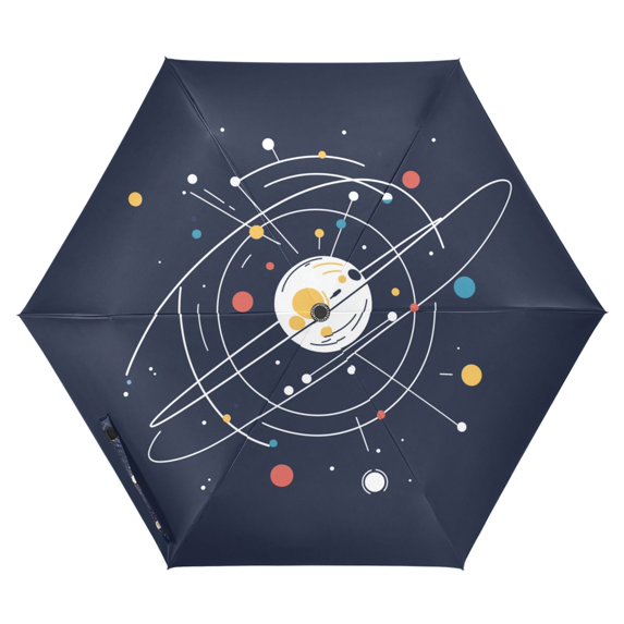 FORMRS Travel Umbrella Folding Auto Open Close Windproof Rain UV Protection, White Planet