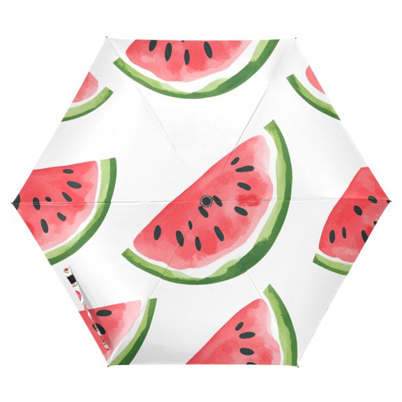 FORMRS Travel Umbrella Folding Auto Open Close Windproof Rain UV Protection, White Watermelon