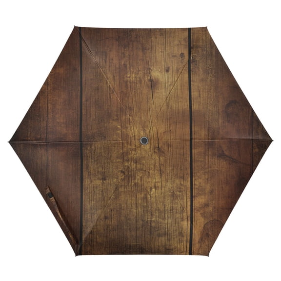 FORMRS Travel Umbrella Folding Auto Open Close Windproof Rain UV Protection, Wood Grain