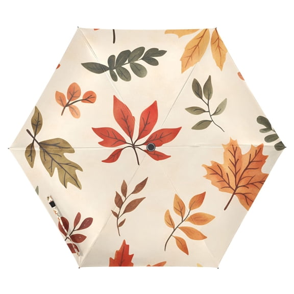 FORMRS Travel Umbrella Folding Auto Open Close Windproof Rain UV Protection, Yellow Autumn Leaves