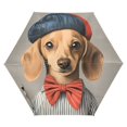 thumbnail image 1 of FORMRS Travel Umbrella Folding Auto Open Close Windproof Rain UV Protection, Yellow Dog Artist, 1 of 8