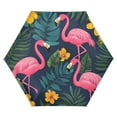 thumbnail image 1 of FORMRS Travel Umbrella Folding Auto Open Close Windproof Rain UV Protection, Yellow Floral Flamingo, 1 of 8