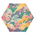 thumbnail image 1 of FORMRS Travel Umbrella Folding Auto Open Close Windproof Rain UV Protection, Yellow Floral Wave, 1 of 8