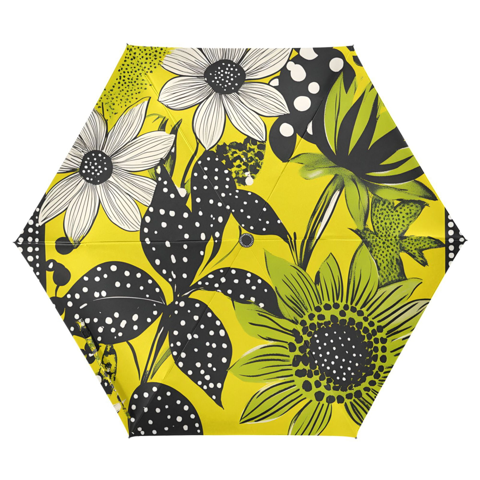 FORMRS Travel Umbrella Folding Auto Open Close Windproof Rain UV Protection, Yellow Flowers