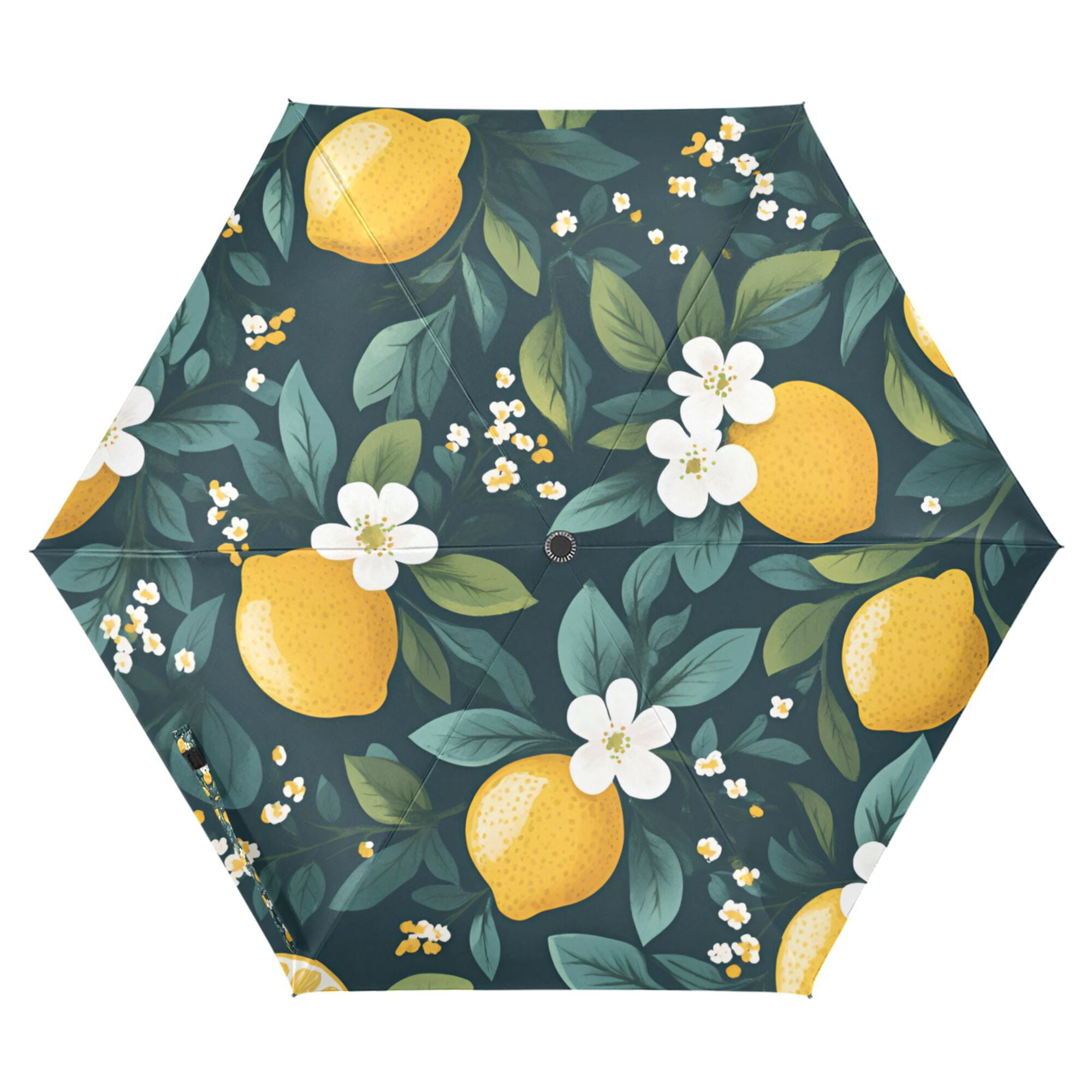 FORMRS Travel Umbrella Folding Auto Open Close Windproof Rain UV Protection, Yellow Lemons