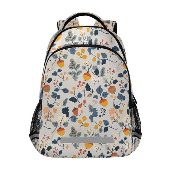 FORMRS Kids School Backpack Elementary Student Unisex Travel Bookbag with Reflective Stripes, Acorn Leaves Pattern