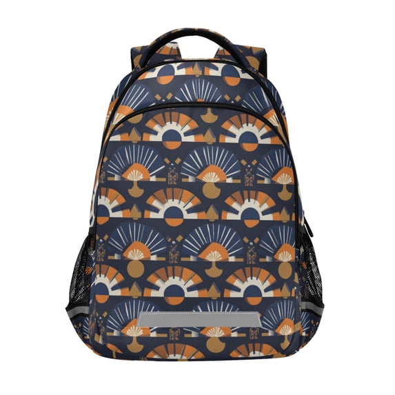 FORMRS Kids School Backpack Elementary Student Unisex Travel Bookbag with Reflective Stripes, Art Geometric Pattern