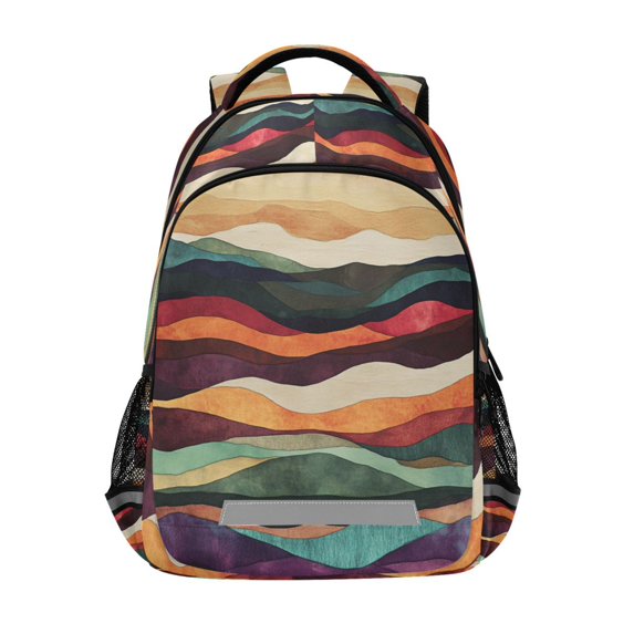 FORMRS Kids School Backpack Elementary Student Unisex Travel Bookbag with Reflective Stripes, Artistic Desert Pattern