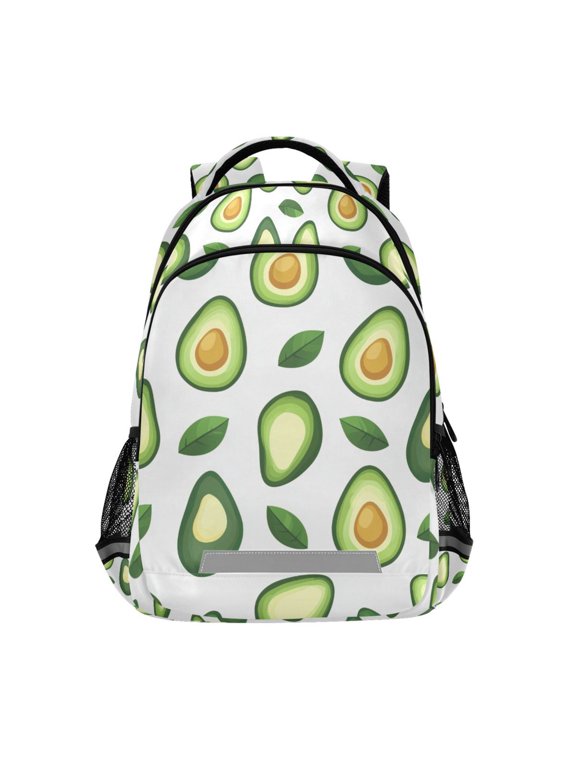 Kids School Backpack Elementary Student Unisex Travel Bookbag with Reflective Stripes, Avocado