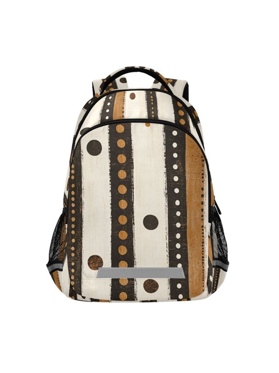 Kids School Backpack Elementary Student Unisex Travel Bookbag with Reflective Stripes, Beige Abstract Dots