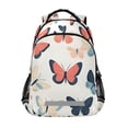 thumbnail image 1 of FORMRS Unisex Backpack Elementary School Travel Bookbag with Reflective Stripes, Beige Butterflies, 1 of 7