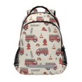 thumbnail image 1 of FORMRS Kids School Backpack Elementary Student Unisex Travel Bookbag with Reflective Stripes, Beige Fire Truck Pattern, 1 of 7