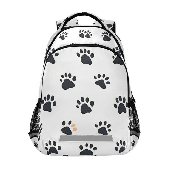 FORMRS Kids School Backpack Elementary Student Unisex Travel Bookbag with Reflective Stripes, Black Cartoon Cat Paw