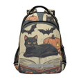 thumbnail image 1 of FORMRS Unisex Backpack Elementary School Travel Bookbag with Reflective Stripes, Black Halloween Cat, 1 of 7