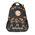 thumbnail image 1 of FORMRS Unisex Backpack Elementary School Travel Bookbag with Reflective Stripes, Black Halloween Dancing Skeleton, 1 of 7