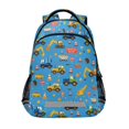 thumbnail image 1 of FORMRS Kids School Backpack Elementary Student Unisex Travel Bookbag with Reflective Stripes, Blue Cartoon Trucks Pattern, 1 of 7