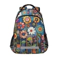 thumbnail image 1 of FORMRS Kids School Backpack Elementary Student Unisex Travel Bookbag with Reflective Stripes, Blue Colorful Flowers, 1 of 7