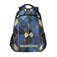 thumbnail image 1 of FORMRS Unisex Backpack Elementary School Travel Bookbag with Reflective Stripes, Blue Geometric Pattern, 1 of 7