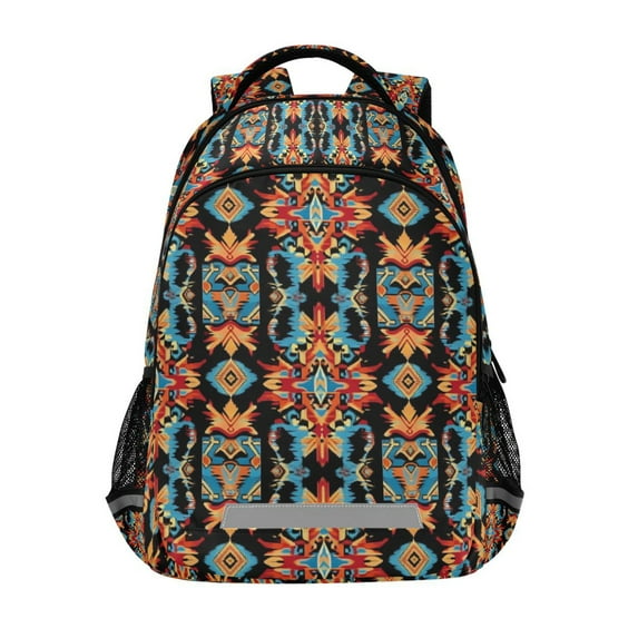 FORMRS Unisex Backpack Elementary School Travel Bookbag with Reflective Stripes, Blue Geometric