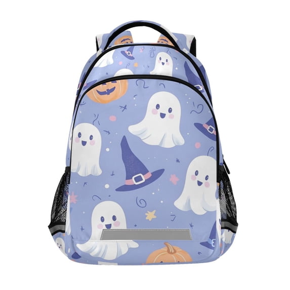 FORMRS Unisex Backpack Elementary School Travel Bookbag with Reflective Stripes, Blue Halloween