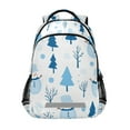 thumbnail image 1 of FORMRS Unisex Backpack Elementary School Travel Bookbag with Reflective Stripes, Blue Simple Cartoon Snowmen, 1 of 7