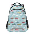 thumbnail image 1 of FORMRS Kids School Backpack Elementary Student Unisex Travel Bookbag with Reflective Stripes, Blue Trains Pattern, 1 of 7