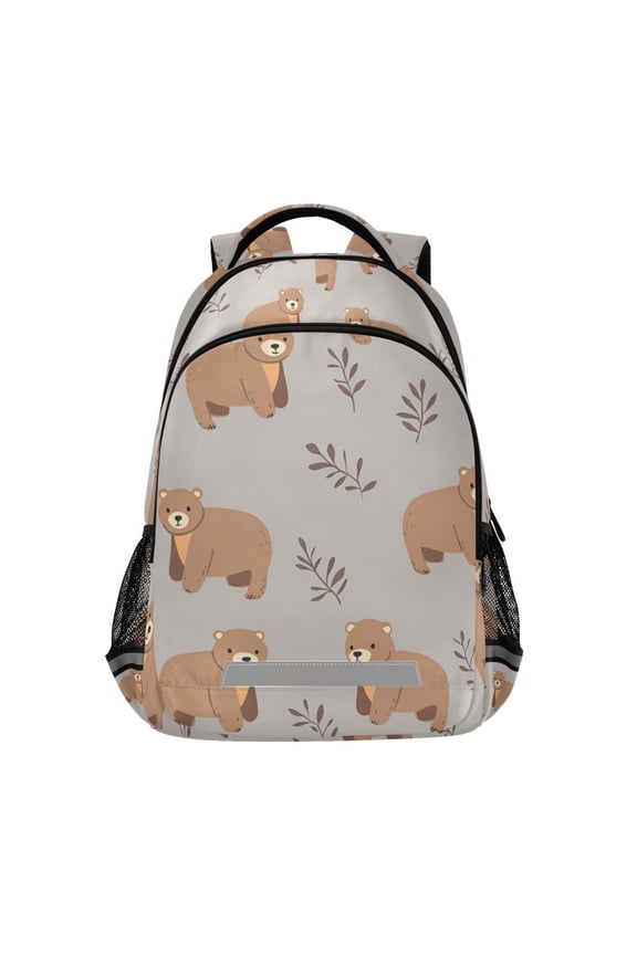 Kids School Backpack Elementary Student Unisex Travel Bookbag with Reflective Stripes, Cartoon Bear
