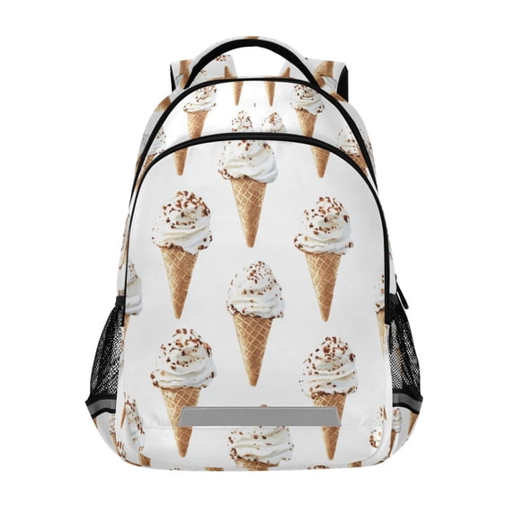 FORMRS Kids School Backpack Elementary Student Unisex Travel Bookbag with Reflective Stripes, Cartoon Ice Cream Pattern