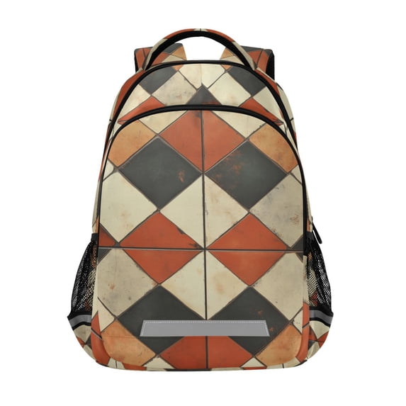 FORMRS Kids School Backpack Elementary Student Unisex Travel Bookbag with Reflective Stripes, Checkered Pattern