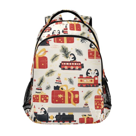 FORMRS Unisex Backpack Elementary School Travel Bookbag with Reflective Stripes, Christmas Gift Train