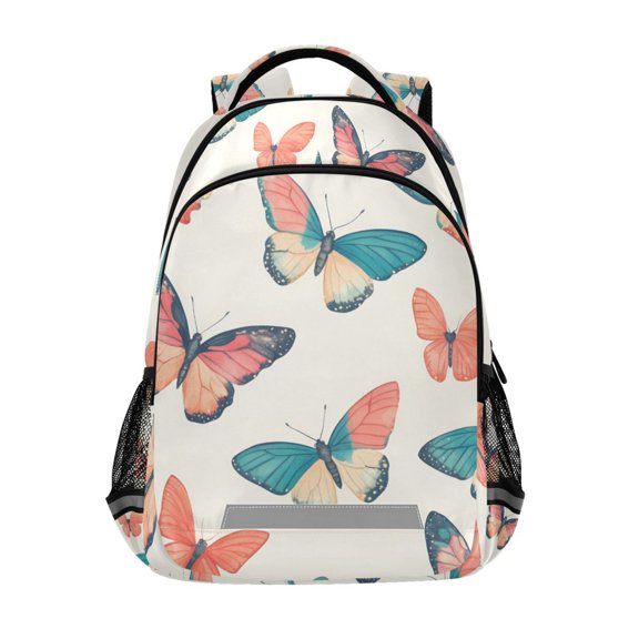 FORMRS Unisex Backpack Elementary School Travel Bookbag with Reflective Stripes, Colorful Butterflies