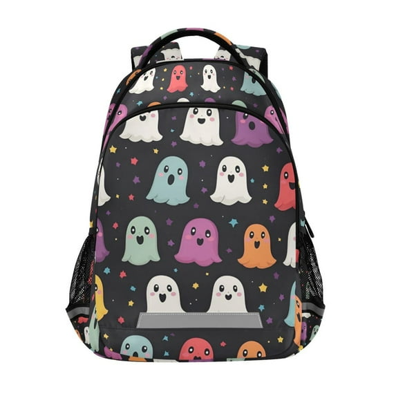 FORMRS Unisex Backpack Elementary School Travel Bookbag with Reflective Stripes, Colorful Halloween Ghost