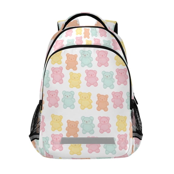 FORMRS Kids School Backpack Elementary Student Unisex Travel Bookbag with Reflective Stripes, Cute Gummy Bears Pattern