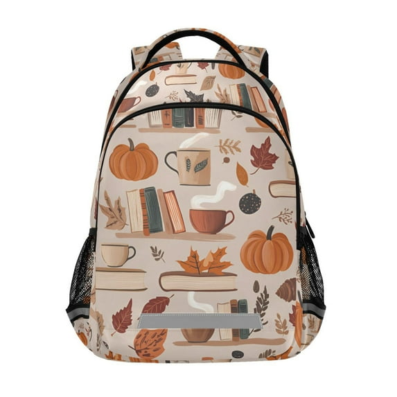 FORMRS Unisex Backpack Elementary School Travel Bookbag with Reflective Stripes, Fall Acorns Pattern