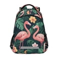 thumbnail image 1 of FORMRS Kids School Backpack Elementary Student Unisex Travel Bookbag with Reflective Stripes, Flamingo Leaves Pattern, 1 of 7