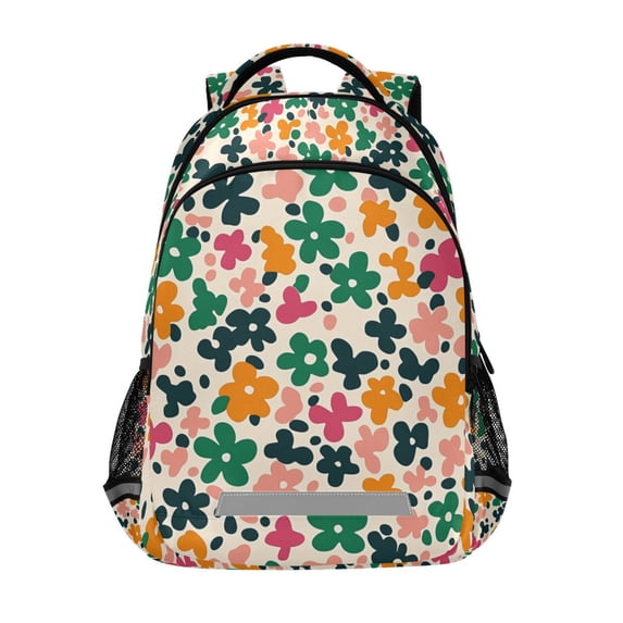 FORMRS Kids School Backpack Elementary Student Unisex Travel Bookbag with Reflective Stripes, Floral Blooms