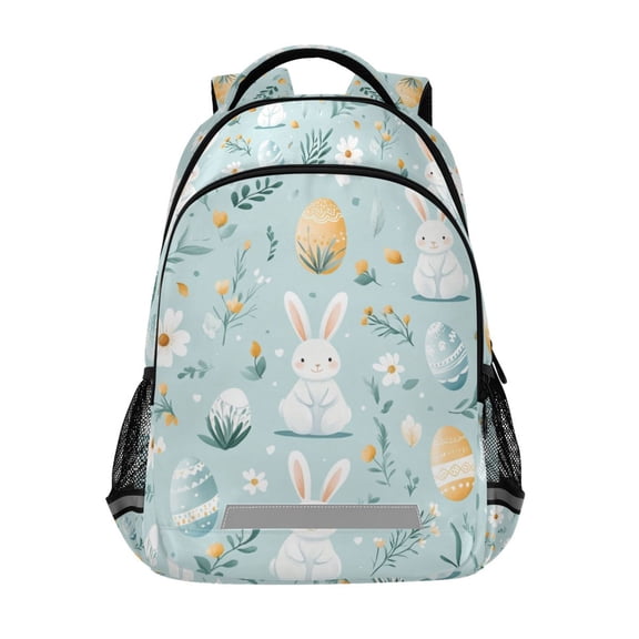 FORMRS Unisex Backpack Elementary School Travel Bookbag with Reflective Stripes, Floral Easter