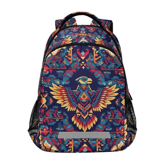 FORMRS Unisex Backpack Elementary School Travel Bookbag with Reflective Stripes, Geometric Eagle