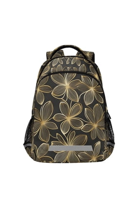Kids School Backpack Elementary Student Unisex Travel Bookbag with Reflective Stripes, Golden Elegance