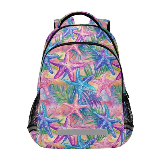 FORMRS Kids School Backpack Elementary Student Unisex Travel Bookbag with Reflective Stripes, Gradient Starfish Pattern