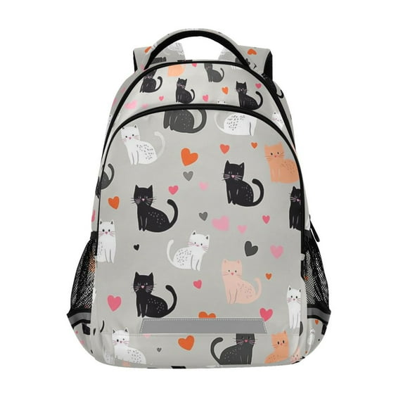 FORMRS Unisex Backpack Elementary School Travel Bookbag with Reflective Stripes, Gray Cartoon Pattern