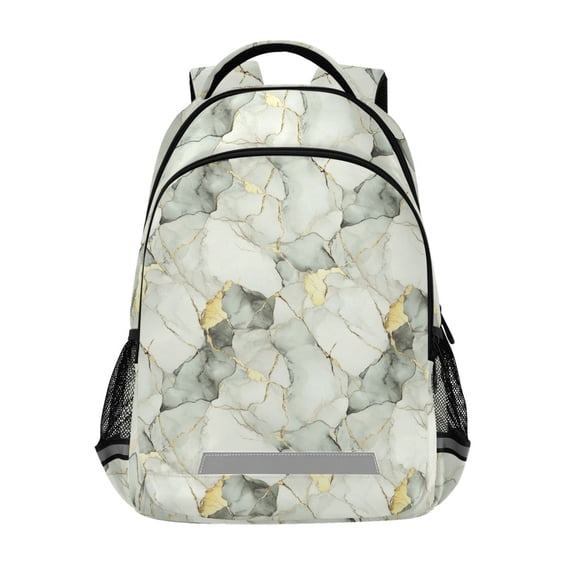 FORMRS Kids School Backpack Elementary Student Unisex Travel Bookbag with Reflective Stripes, Gray Marble Pattern