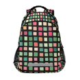 thumbnail image 1 of FORMRS Kids School Backpack Elementary Student Unisex Travel Bookbag with Reflective Stripes, Green Block Pattern, 1 of 7