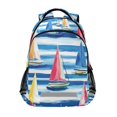 thumbnail image 1 of FORMRS Unisex Backpack Elementary School Travel Bookbag with Reflective Stripes, Green Sailboats, 1 of 7
