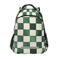 thumbnail image 1 of FORMRS Kids School Backpack Elementary Student Unisex Travel Bookbag with Reflective Stripes, Green and White Plaid Pattern, 1 of 7