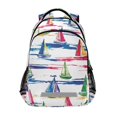 thumbnail image 1 of FORMRS Kids School Backpack Elementary Student Unisex Travel Bookbag with Reflective Stripes, Hand Drawn Sailboats, 1 of 7
