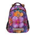 thumbnail image 1 of FORMRS Unisex Backpack Elementary School Travel Bookbag with Reflective Stripes, Large Purple Flowers, 1 of 7